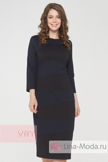 Платье женское 182-3440 Фемина (Темно-синий/черный)